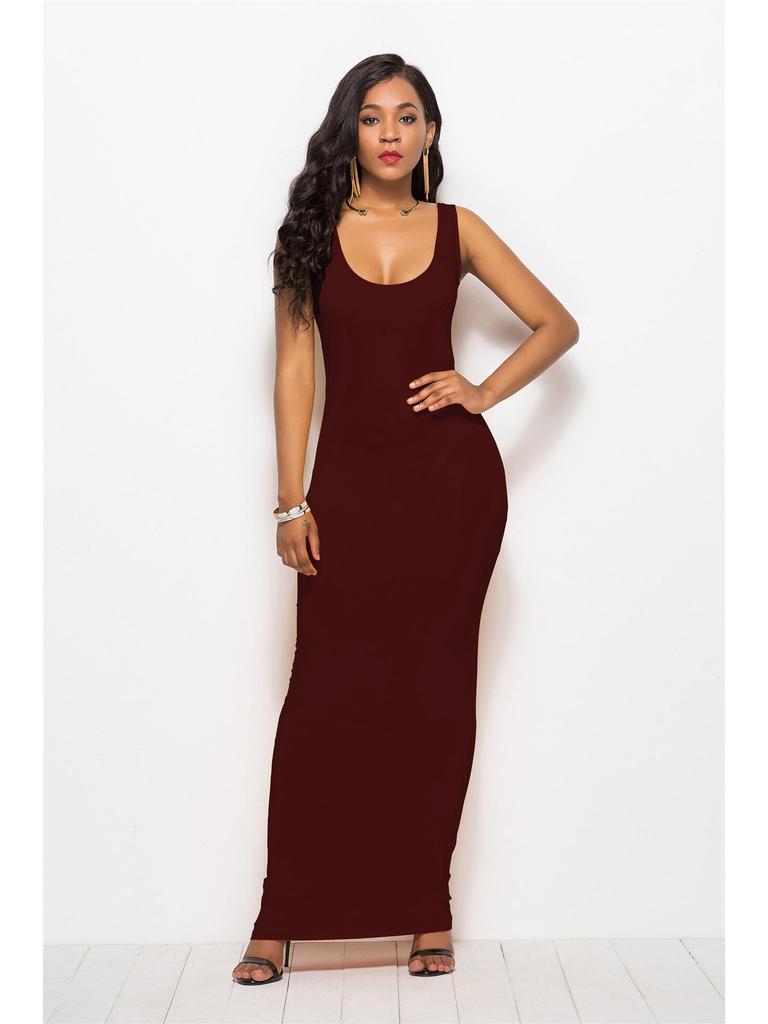 Solid Color Slim Fit Women's Long Vest Dress - Multi-size & Multi-color