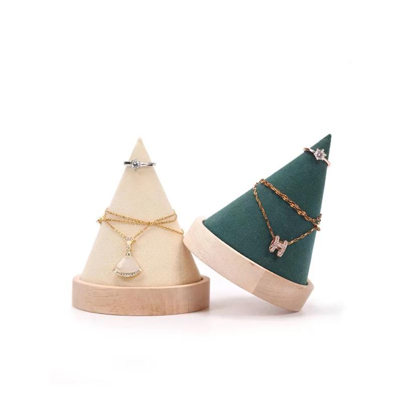 1pcs Creative Wood Cone Bracelet Display Stand Ring Bangle Anklet Chain Necklace Jewelry Storage Rack HolderJewellery Props