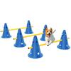 Dog Agility Equipment Set of Six Cones, Six Poles with Carry Bag, Three-Piece Adjustable Height Jumping Obstacles, Blue