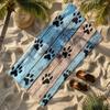 Retro wooden board dog paw pattern polyester microfiber beach towel is highly absorbent, suitable for swimming and beach outings