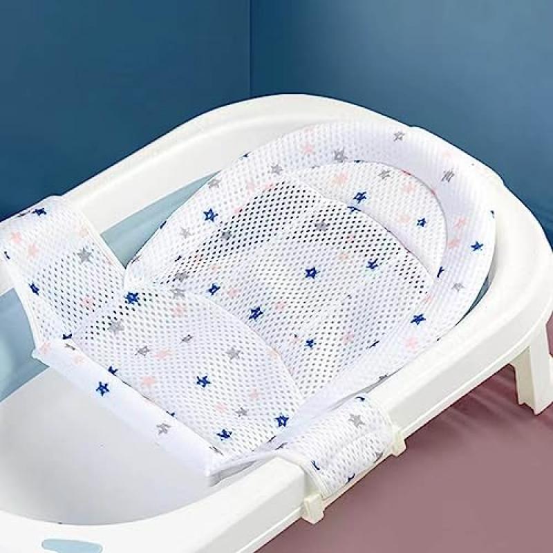 Baby Bath Seat Net, Breathable Newborn Bathtub Mesh Mat, Portable Shower Net for 0-18 Months Infants, Bathtub Safety Net