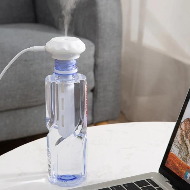 Mini USB Powered Portable Humidifier with Dimmable Soft Night Light Fits Various Bottles for Office Desktop Trip Use