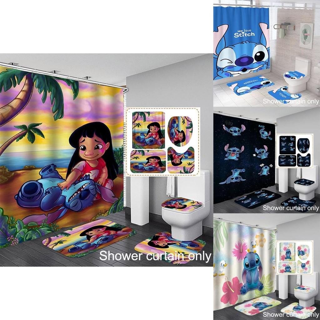 Rideau de douche Lilo & Stitch Impression numérique Imperméable et Anti-rouille