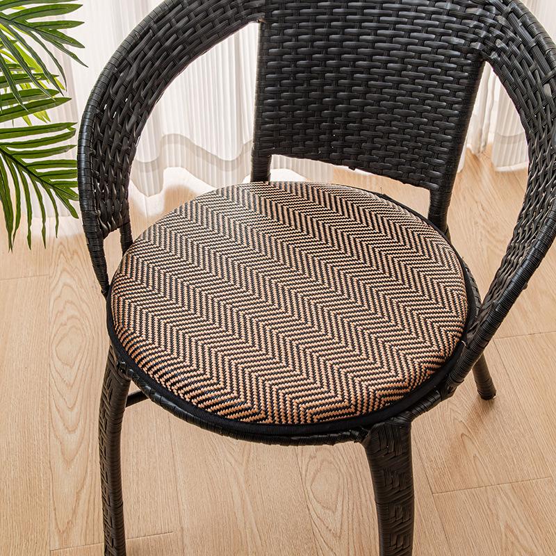 Non-slip Washable Ice Silk Rattan Round Seat Cushion for Dining Chair