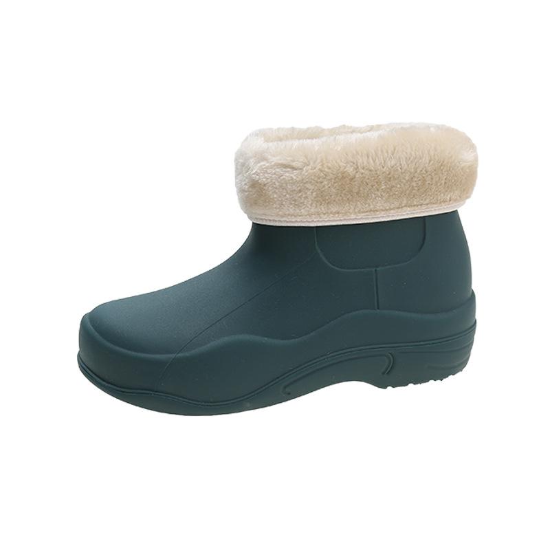 Rain Shoes Women's Short Water Boots Fashion Water Shoes Fleece Warm Low-top Adult Rain Boots Women's Work Waterproof Glue Shoes