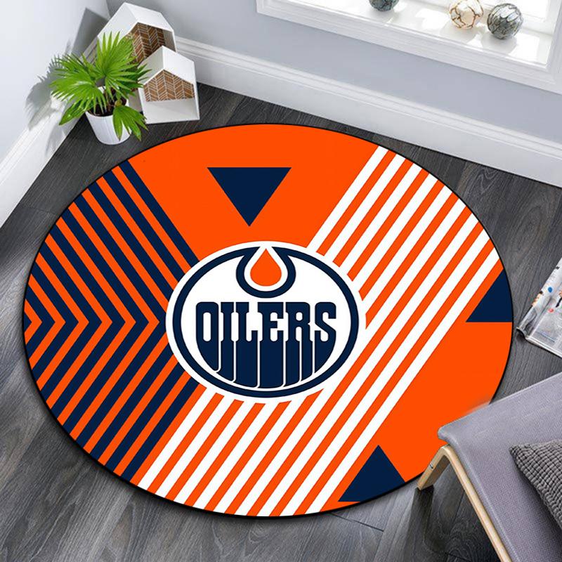 Edmonton Oilers2 Round Area Rug,Carpet Rug for Living Room Bedroom Sofa Playroom Decor,Non-slip Floor Mat