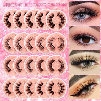 20 Schachteln gemischt mit dicken, übertriebenen künstlichen Wimpern, dicken Wimpern, natürlich geschwungenen Wimpern.
