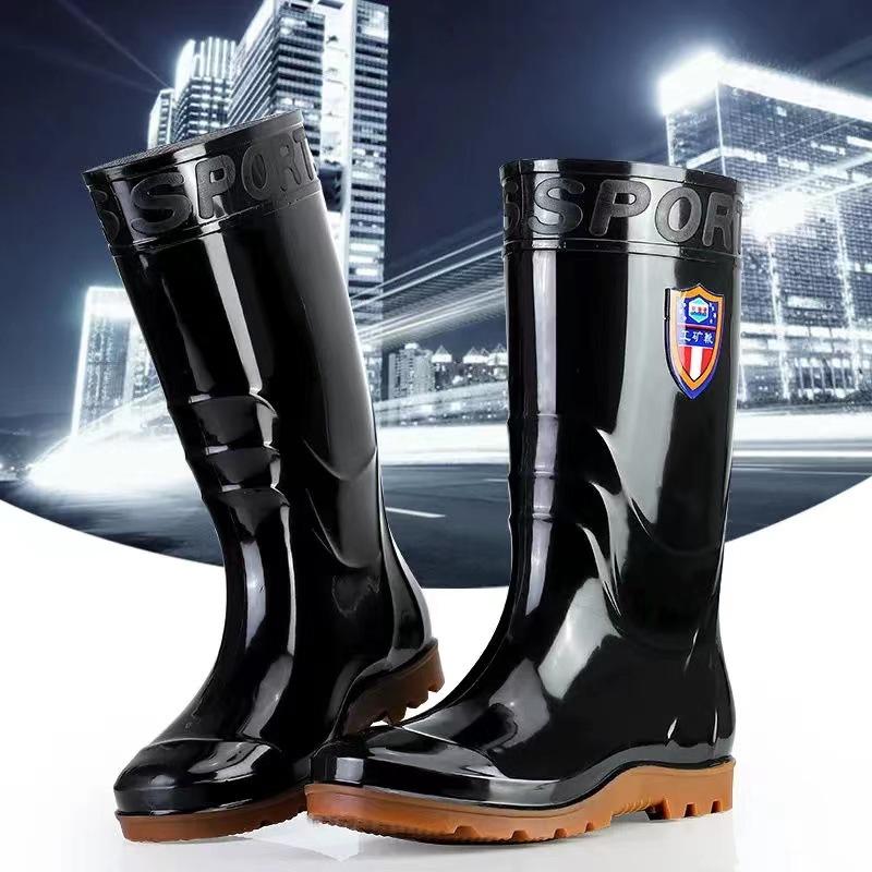 Fattened Plus Size Men's Rain Shoes Extra Large Men's Waterproof Shoes High Rain Boots Long Tube Thick-soled Labor Protection Water Boots Large Size