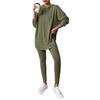 2025 Autumn and Winter Women's Pit Loose Hooded Long Sleeve Casual Pants Threaded Suit