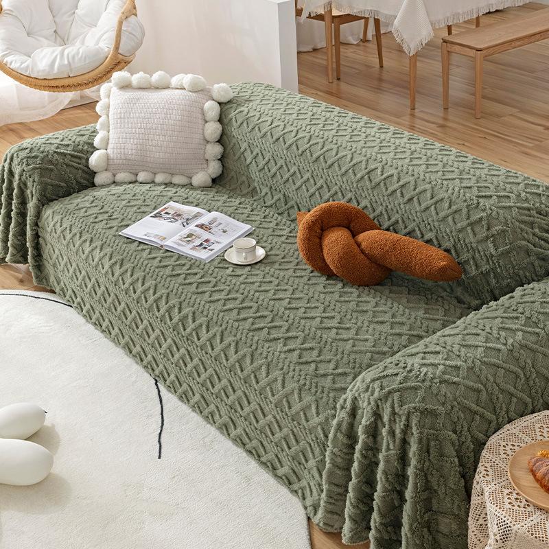 Sofa Cover Cloth Plush Autumn and Winter New Milky White Sofa Cover Slipcover Four Seasons Universal Seat Cushions Full Cover Cloth