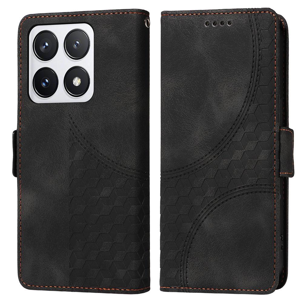 For Xiaomi 14T Pro Case PU Leather Phone Cover Rhombus Starry Imprinted