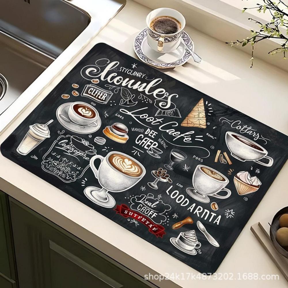Kaffee Wasser Tasse Kieselgur Geschirr Matte Schnelltrocknend Rutschfest Abtropfmatte für Geschirr Arbeitsfläche Dekor Kaffeemaschine Geschirr Pad