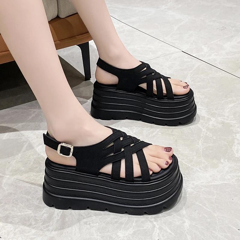 8CM Women High Platform Slippers Leopard Print Thick Sandals Woman Chunky Fashion Summer Flats Casual Beach Slides Zapatos Mujer