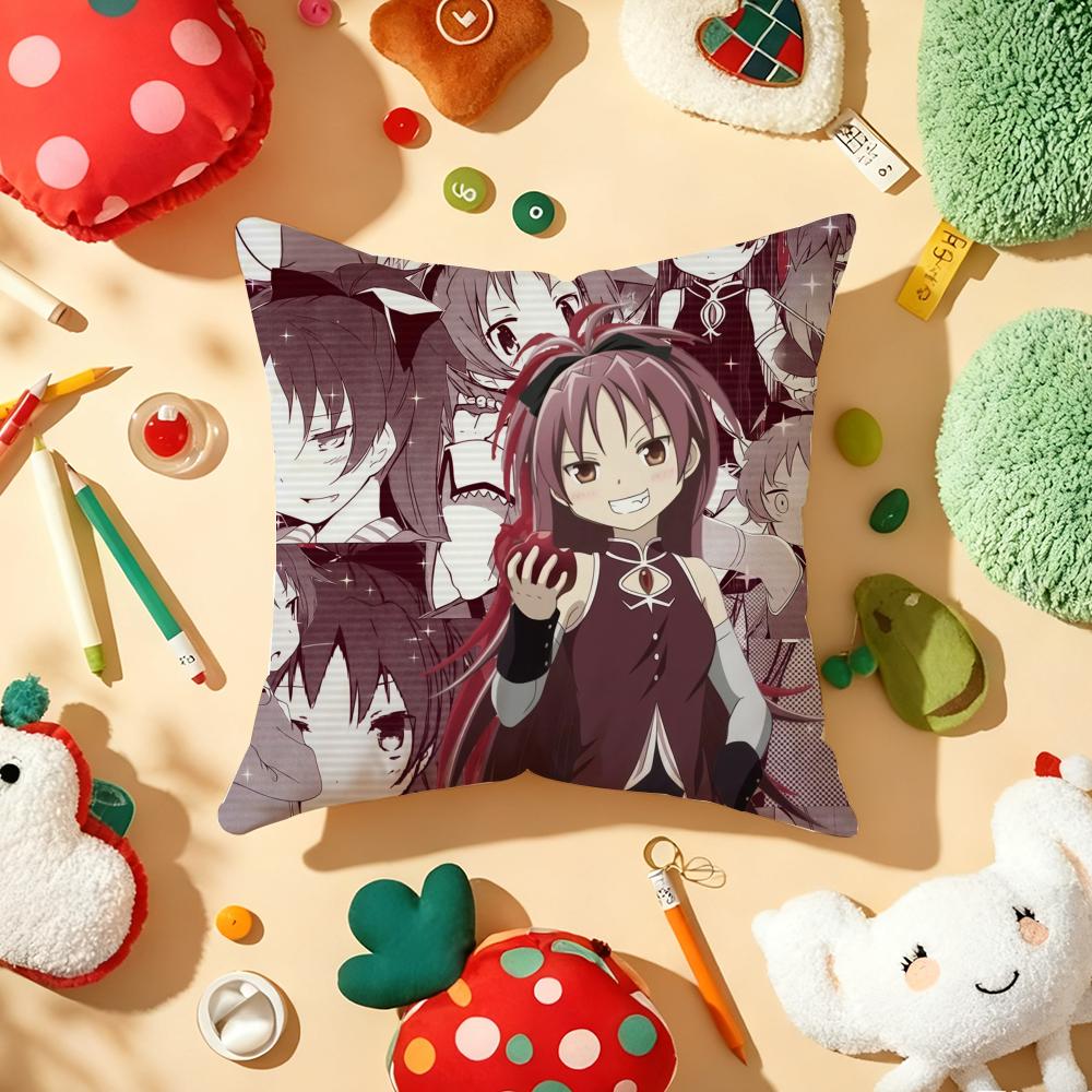Cushion Cover Plush Fabric Soft DoubleSided Printed Sofa Warm Winter Home Gift Pillow Cover PPuella MMagi Madoka Magica