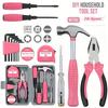 Gentle Care] Hi-Spec Pink Home Repair Tool Kit - Portable Hand Tool Set with Hammer, Vise, Wrenches,Organized Tool Storage