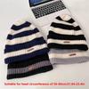 Fashion Striped Letter Loose Big Head Circumference Autumn and Winter Knitted Mao Line Hat Women Keep Warm and Thickened Knitted Heap Heap Hat