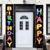2PCS Happy Birthday Porch Hanging Banner Porch Sign Colorful Balloon Letters Party Decorations Birthday Party Supplies Door Banner Wall Hanging for
