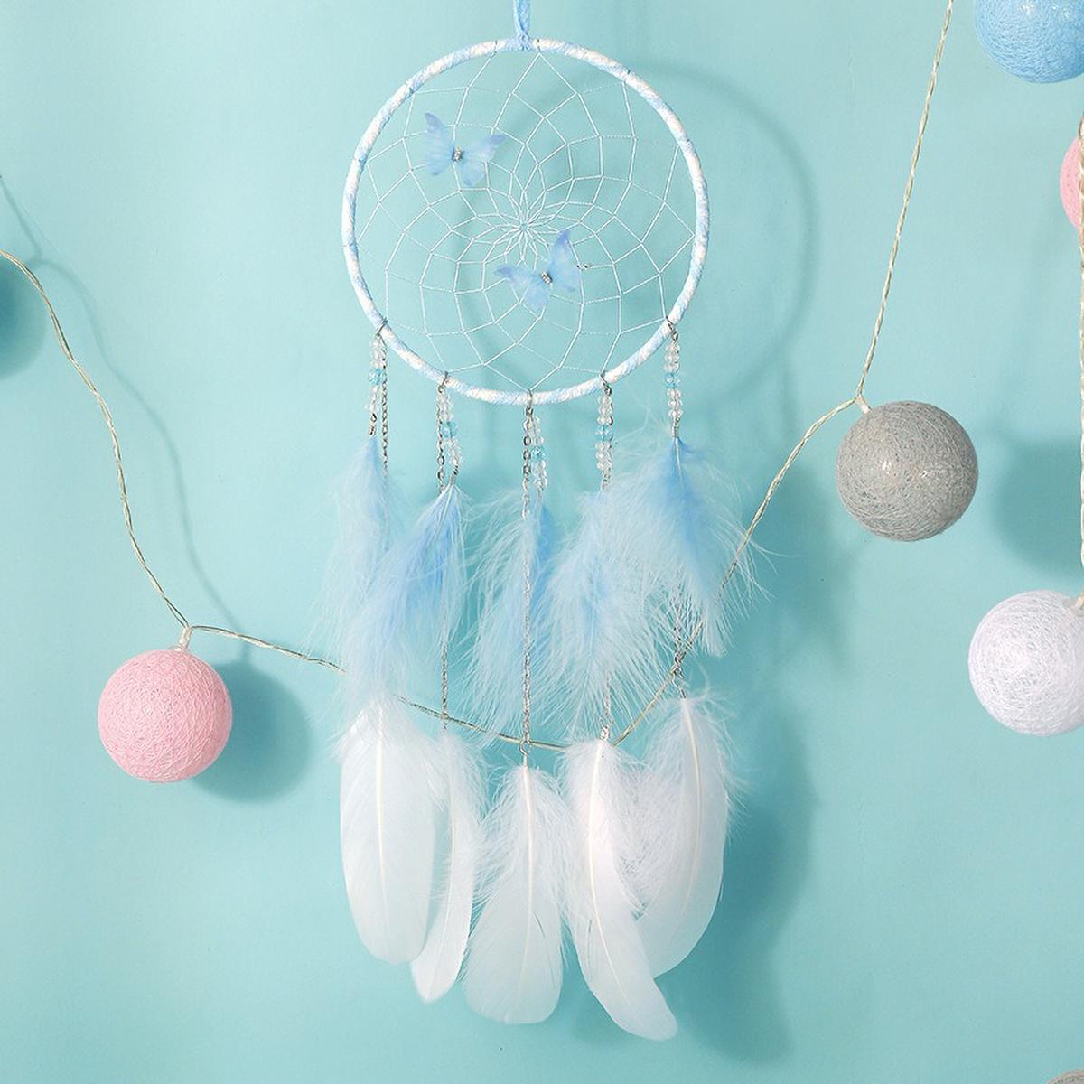 

Colorful Boho Dreamcatcher - Handmade Butterfly Wind Chime, Aesthetic Room Hanging Decor