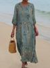 European and American New Large-size Dress Women's Clothing Seaside Vacation Printed Loose Long Dress