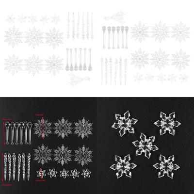 Christmas Celebration Hanging Ornament Snowflake and Icicle Baubles Collection X3UC