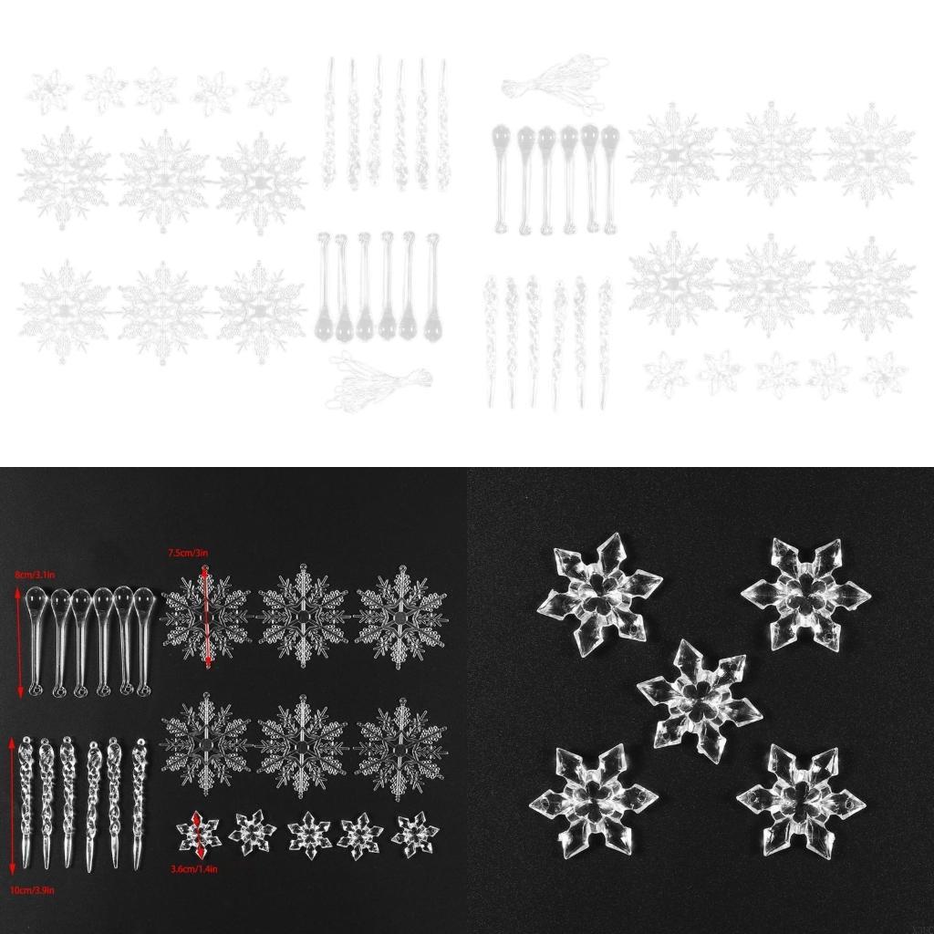 Christmas Celebration Hanging Ornament Snowflake and Icicle Baubles Collection X3UC China Mainland