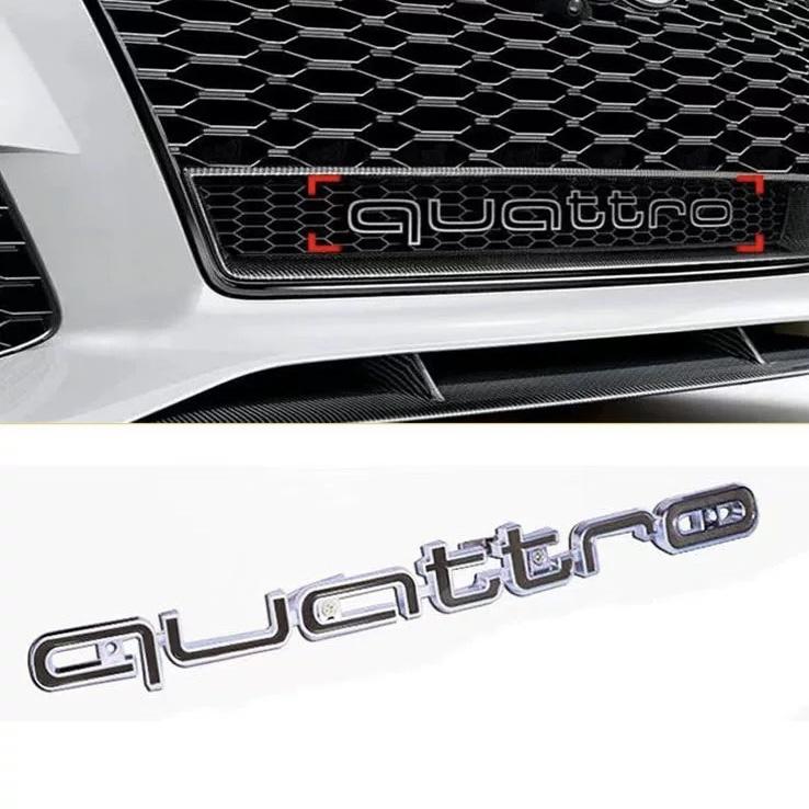 1 stk Quattro Emblemer 3D ABS Bil Frontgrill Emblemer For Audi A3 A4 A5 A6 A6L A7 A8 Q3 Q5 Q7 S3 S4 S5 RS3 RS4 RS6 Merke Tilbehør