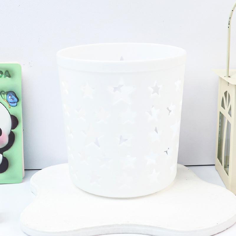 Hollow Star Plastic Pen Holders - Round Desktop Organizers with Cute Animal & Star Designs, Ideal for Office & Art Supplies