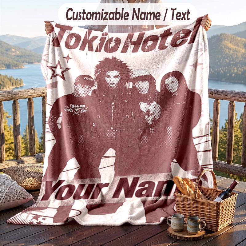 Personalized Flannel Throw Blanket,Tokio Hotel Custom Printed Name, Cozy Plush Blanket For Home Use