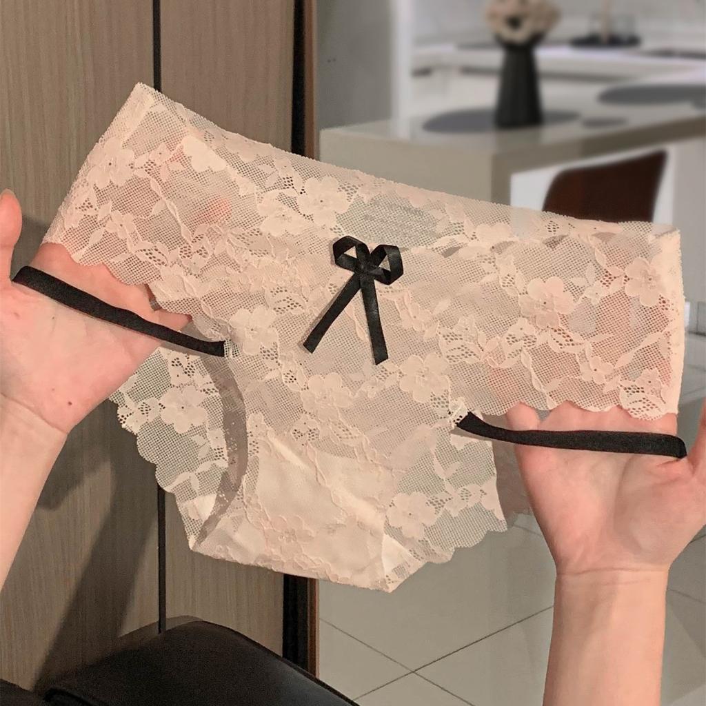 Lady Summer Sexy Lace Hot Transparent No Trace in The Waist Triangle Briefs
