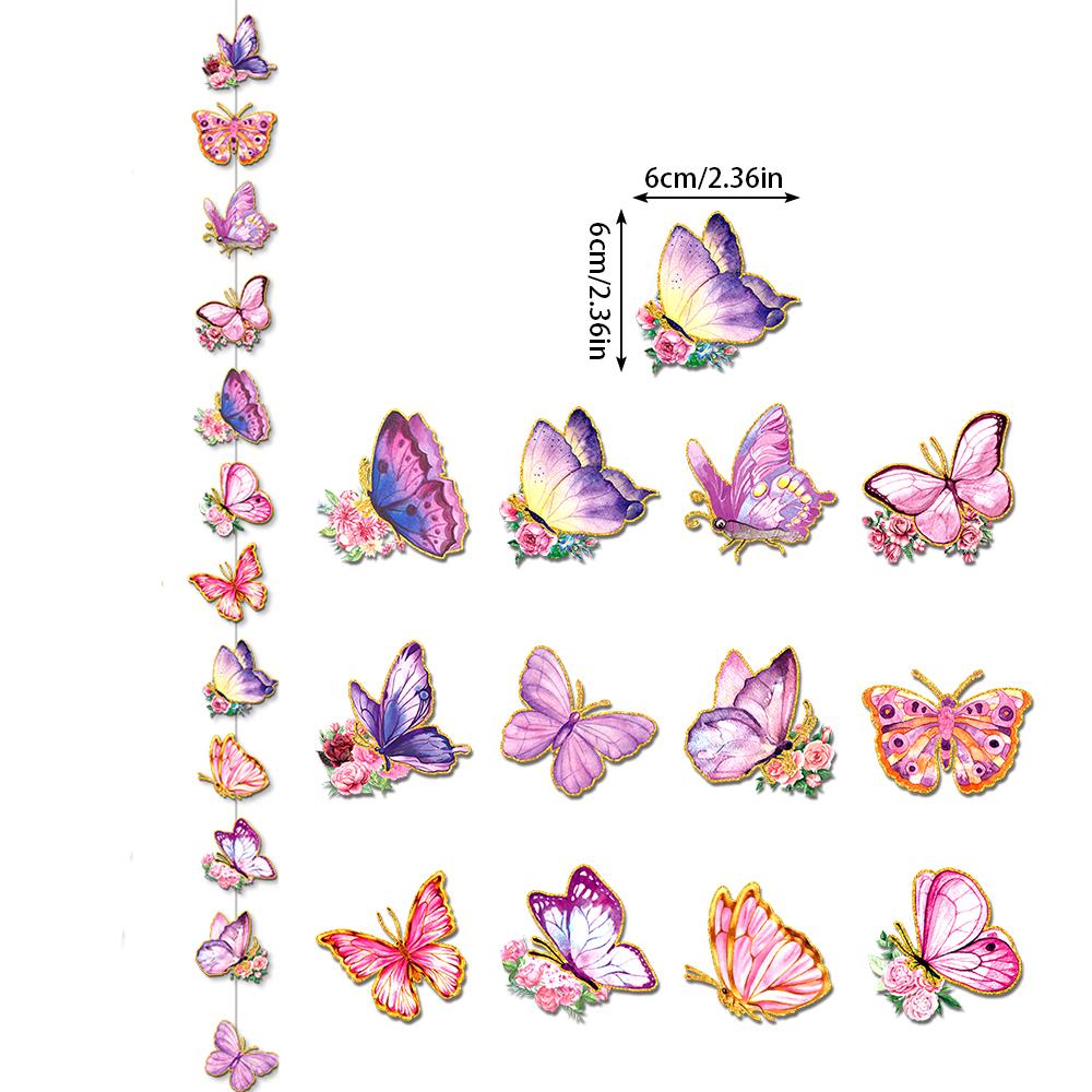 Spring Colorful Butterfly Shaped Paper String Garland Hanging for Wedding Birthday Party Baby Shower Decoration Kids Room Decor