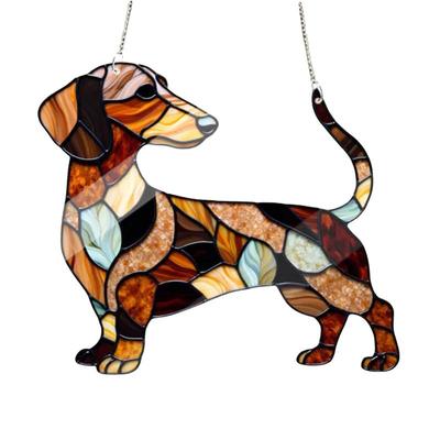 Süßer Hund zum Aufhängen am Fenster Sonnenfänger Schmuck Acryl Dackel Schmuck Für Haus Garten Zimmer Sonnenfänger Dekor