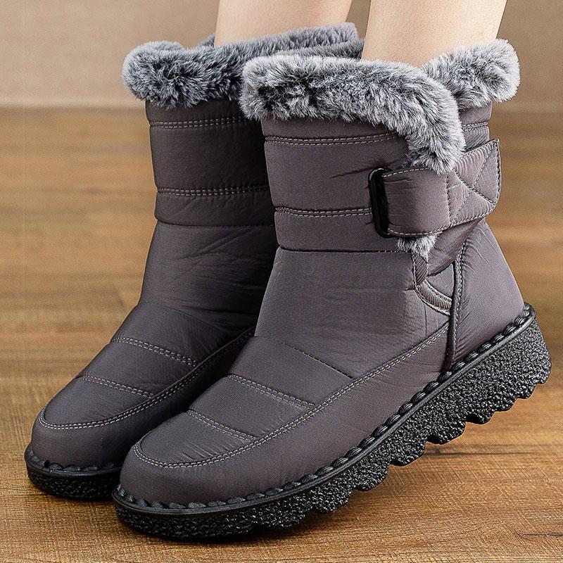 Damenstiefel Neue Winterstiefel für Damen Winterschuhe Niedriger Absatz Fell Botas Mujer Schneestiefel Wadenhoch Damen Elegantes Schuhwerk Weiblich