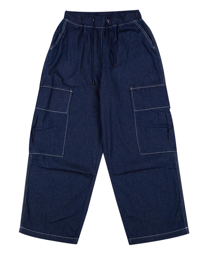 CREAM SODA LAB Stitched Denim Cargo Pants Blue