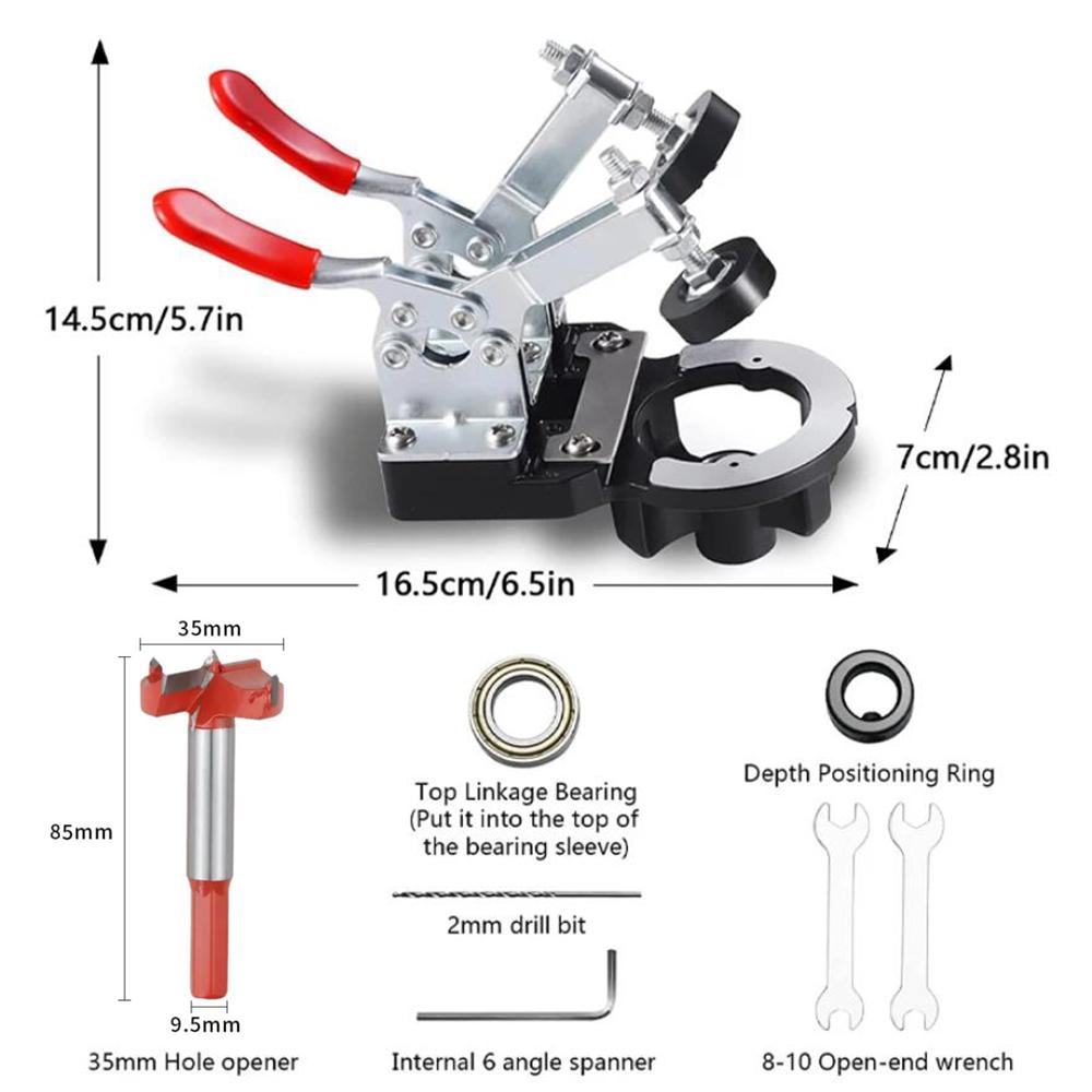 35mm Hinge Position Hole Opener Upgrade Double Fixture Drilling Jig Guide Cabinet Door Locator Aluminum Alloy Woodworking Tool