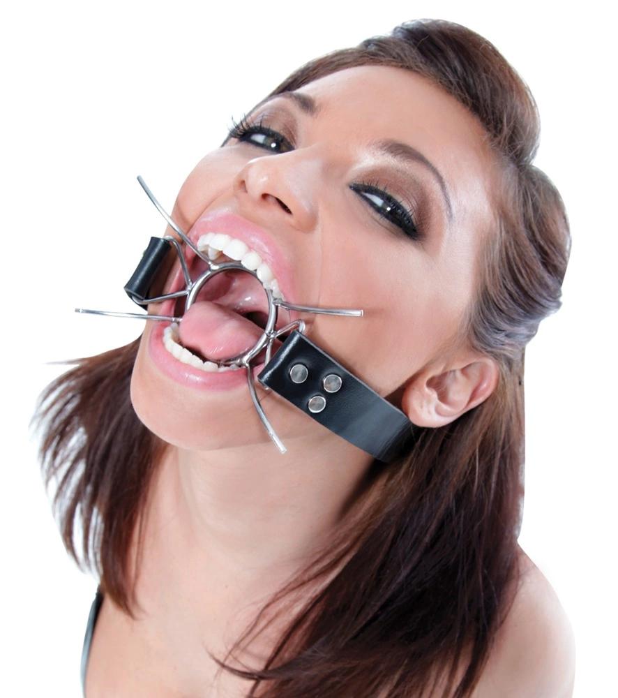 Fetish Fantasy Extreme - Black Mouth Gag with Ring and Steel Spacers