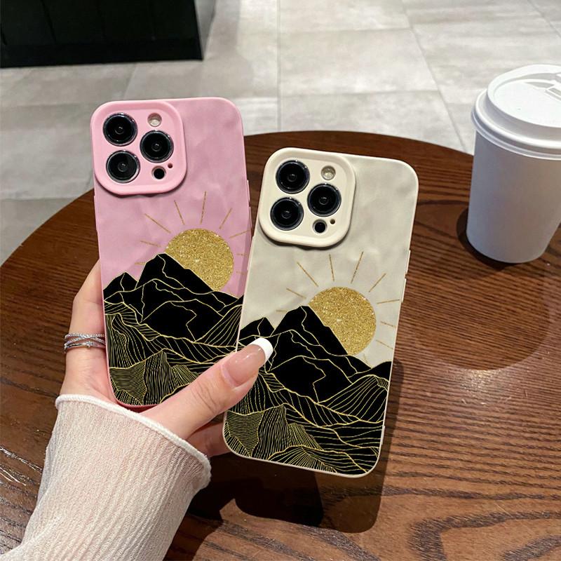 Surface Wrinkles and Unevenness Mobile Phone Shell Sunrise Printed Protective Matte TPU Cover Soft Silicone Case