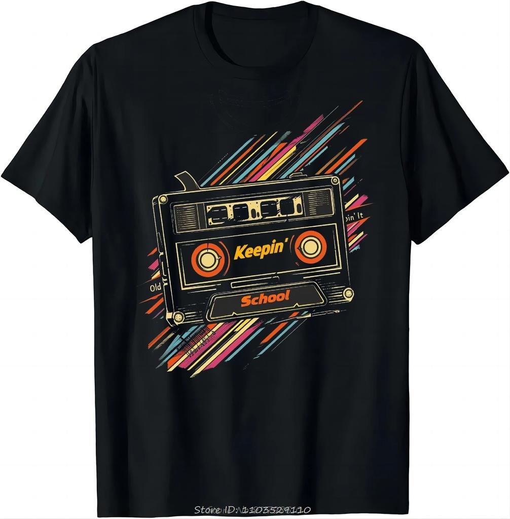 Old School Hip Hop 80s 90s Vintage Mixtape Cassette Tape T-Shirt Y2k Top O-Neck Oversized Unisex Tshirt Men's Fitness tshirt