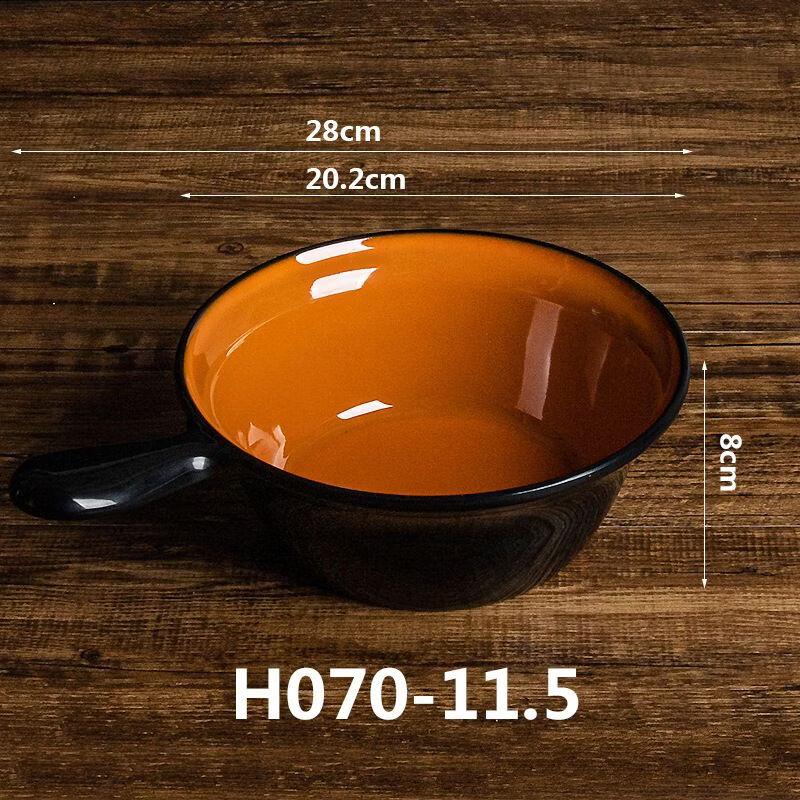 Керамическая миска для супа и лапши с ручкой