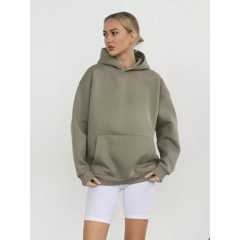 European and American New Loose Casual Hood Long sleeve Pocket Hoodie Top Loose Casual Hooded Top