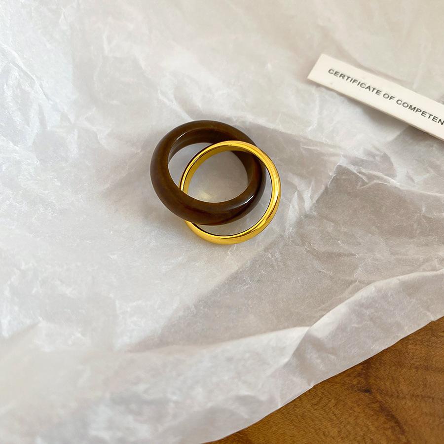 Maillard Vintage Geometric Flower Tiger's Eye Open Ring Simple Index Finger Ring Jewelry