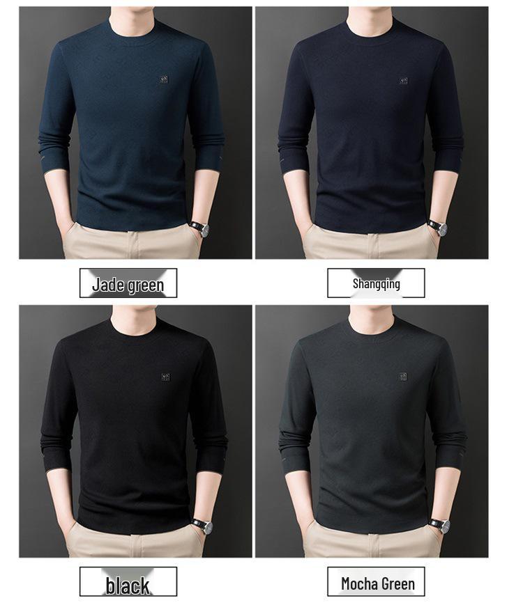 2025 Men's Fashion High-End Jacquard Knit Sweater – Skin-Friendly & Warm Autumn/Winter Base Shirt