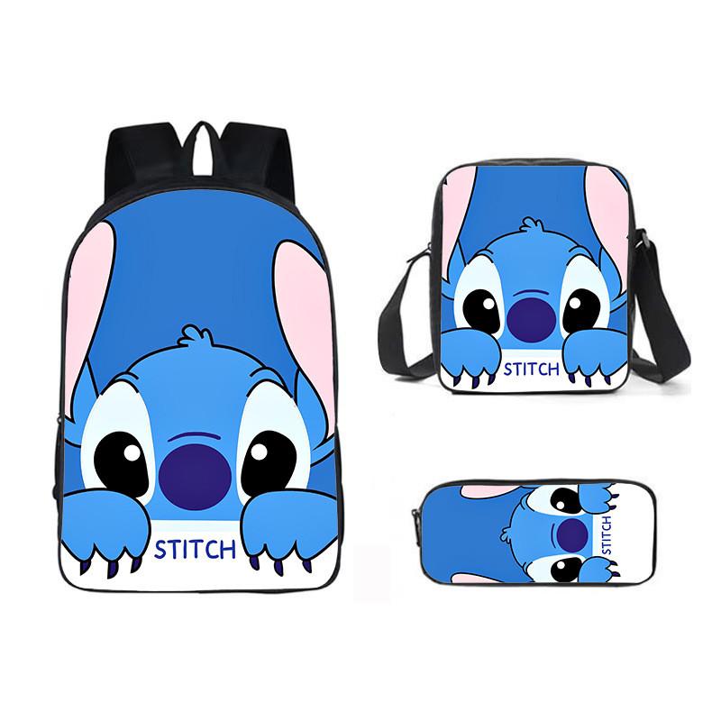 Stitch Cartoon Backpack For Kids Oxford Fabric Waterproof School Bag With Breathable Straps