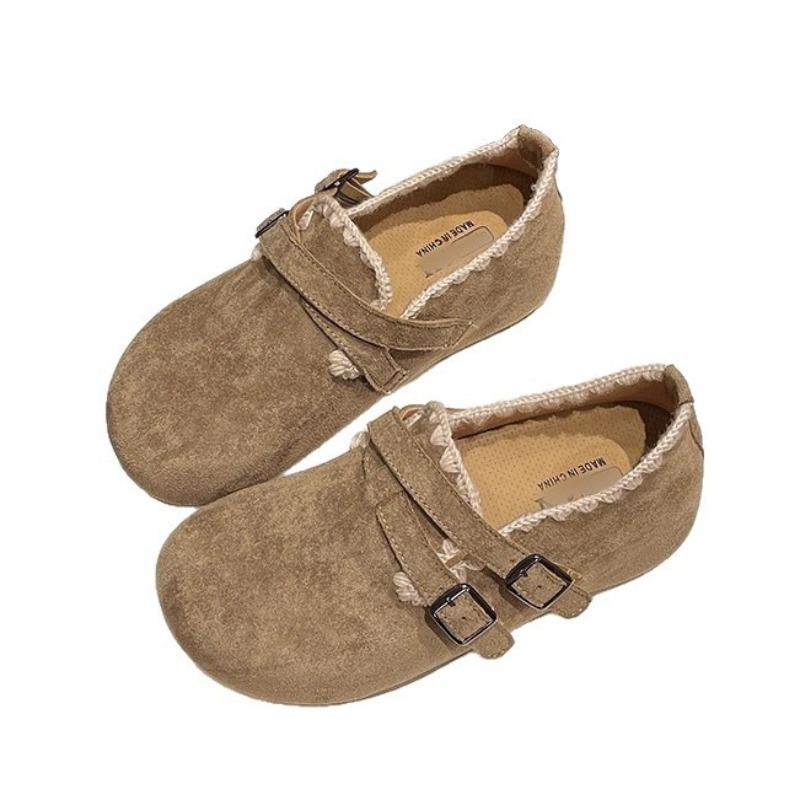 Flat Bottom Women's Autumn New Fashionable Versatile Retro One-pedal Round Head Single Shoes