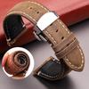 Pasek do zegarka ze skóry naturalnej 20mm 22mm z zapięciem motylkowym z szybkim uwalnianiem Vintage pasek ze skóry krowiej dla Galaxy Watch 6 5 4 Pro Classic