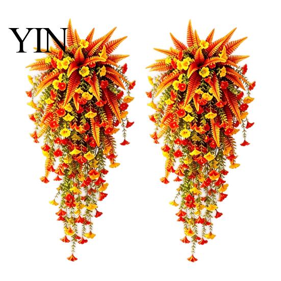 Künstliche Prunkwinden-Girlande, Falsche Herbst-Hängeblumen-Pflanzen, UV-beständige Thanksgiving-Ernte-Heimdekorationen für die Wand