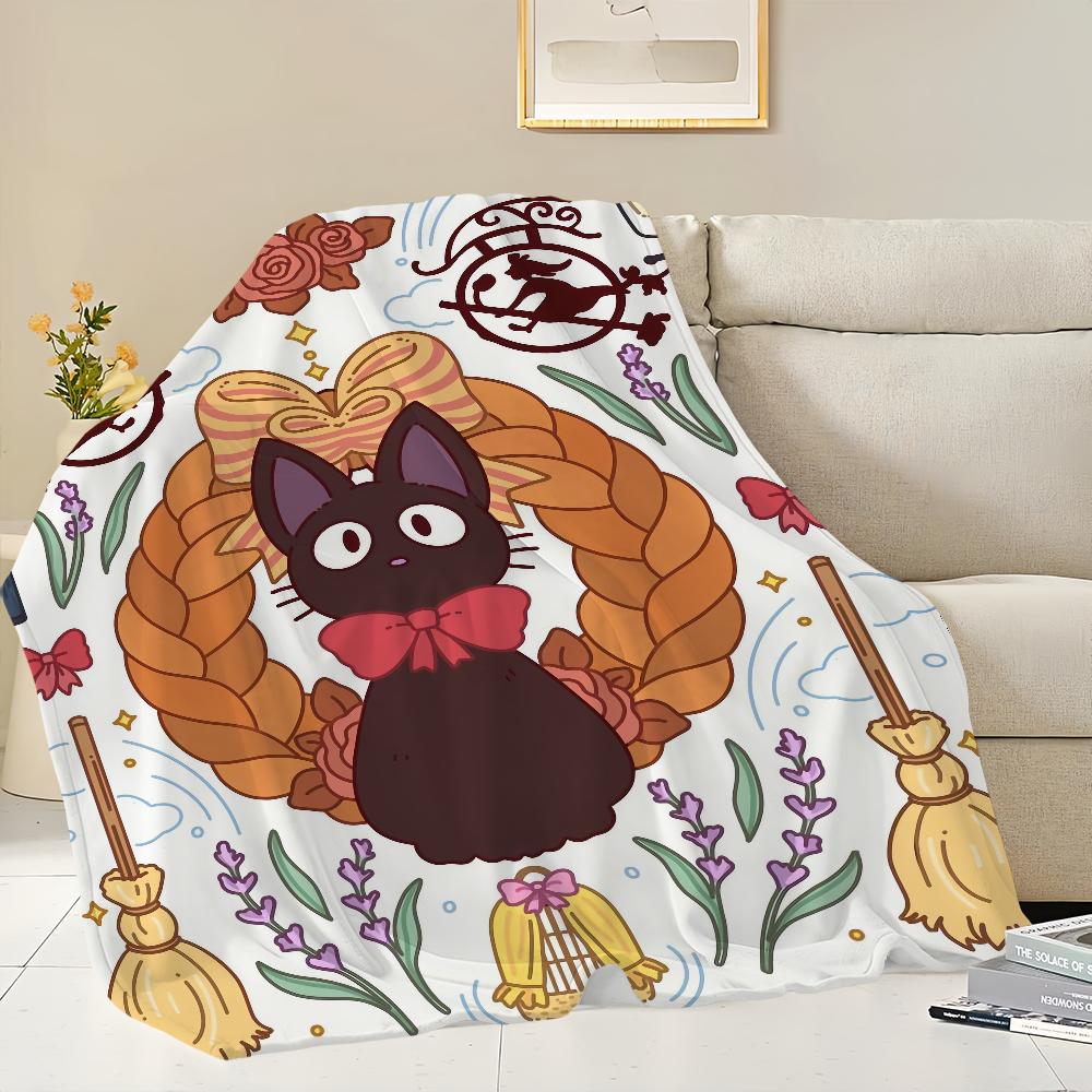Flanell warmer Komfort weiche Japan Plüschdecke für Katze Sofa Wohnzimmer Büro Anime schwarz Schlafzimmer klassisch Reise niedliches Geschenk