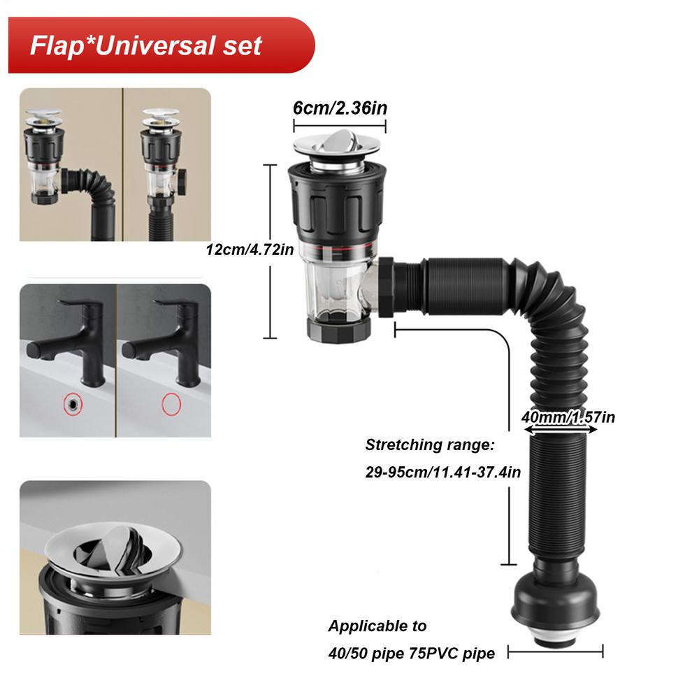 Telescoping Anti-Odor Drain Pipe Drain Hose Anti-Odor Bathroom Sink Drain Outlet Seamless Connection Adjustable Wash Basin Sink