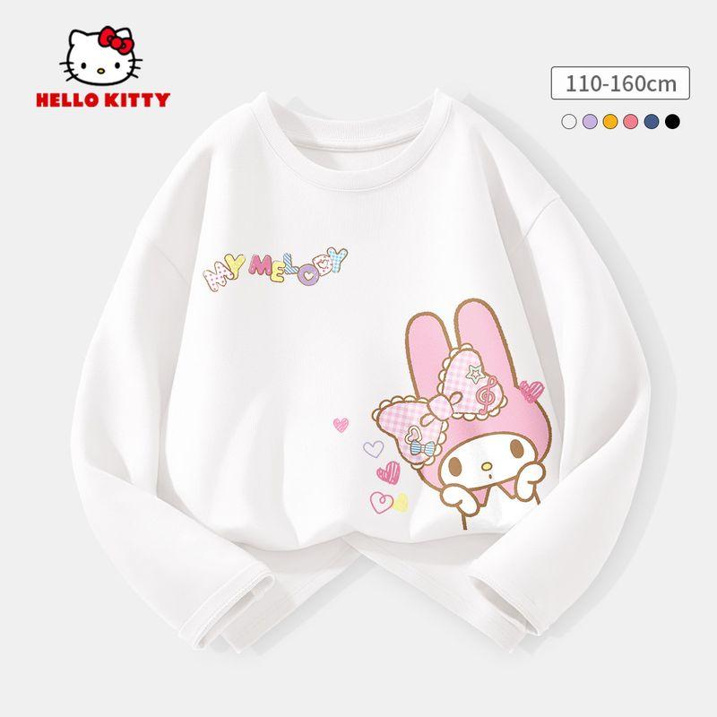 Hello Kitty Girls' Base Layer Shirt Spring 2026 New White Children's Base Layer Shirt Pure Cotton Girls' Top