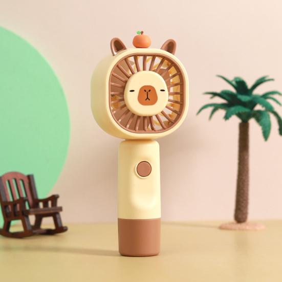 Handheld Fan Multi-Speed Adjustable Capybara Design Quiet Operation USB Rechargeable Portable Cooling Fan