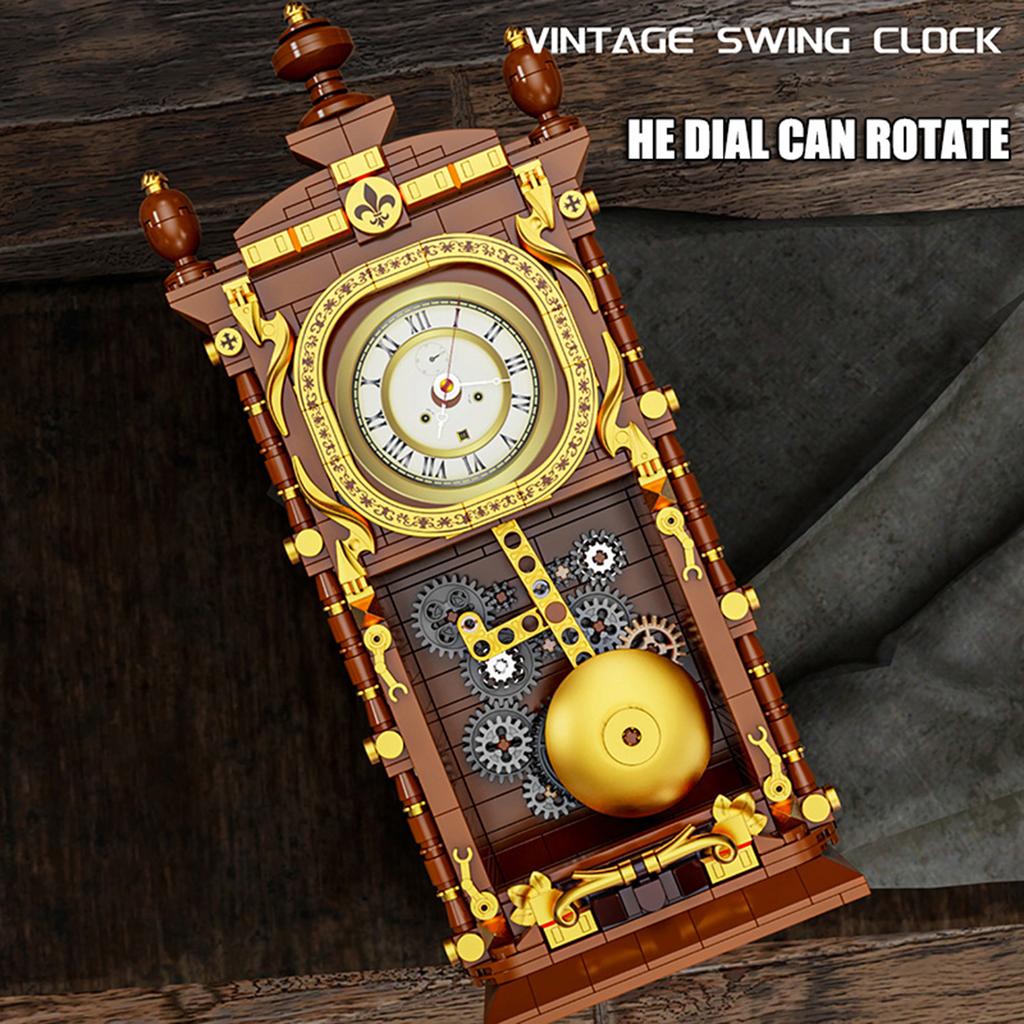 Non-Toxic 751Pcs Vintage Swing Clock Building Block Toys Set 3D Puzzle Model With Alarm Function Creative Desk Decor Christmas Gifts